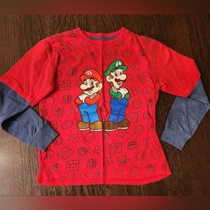 Super Mario Bros. 🍄 Nintendo Long Sleeve Tshirt Boys Size Med 8 EUC $11